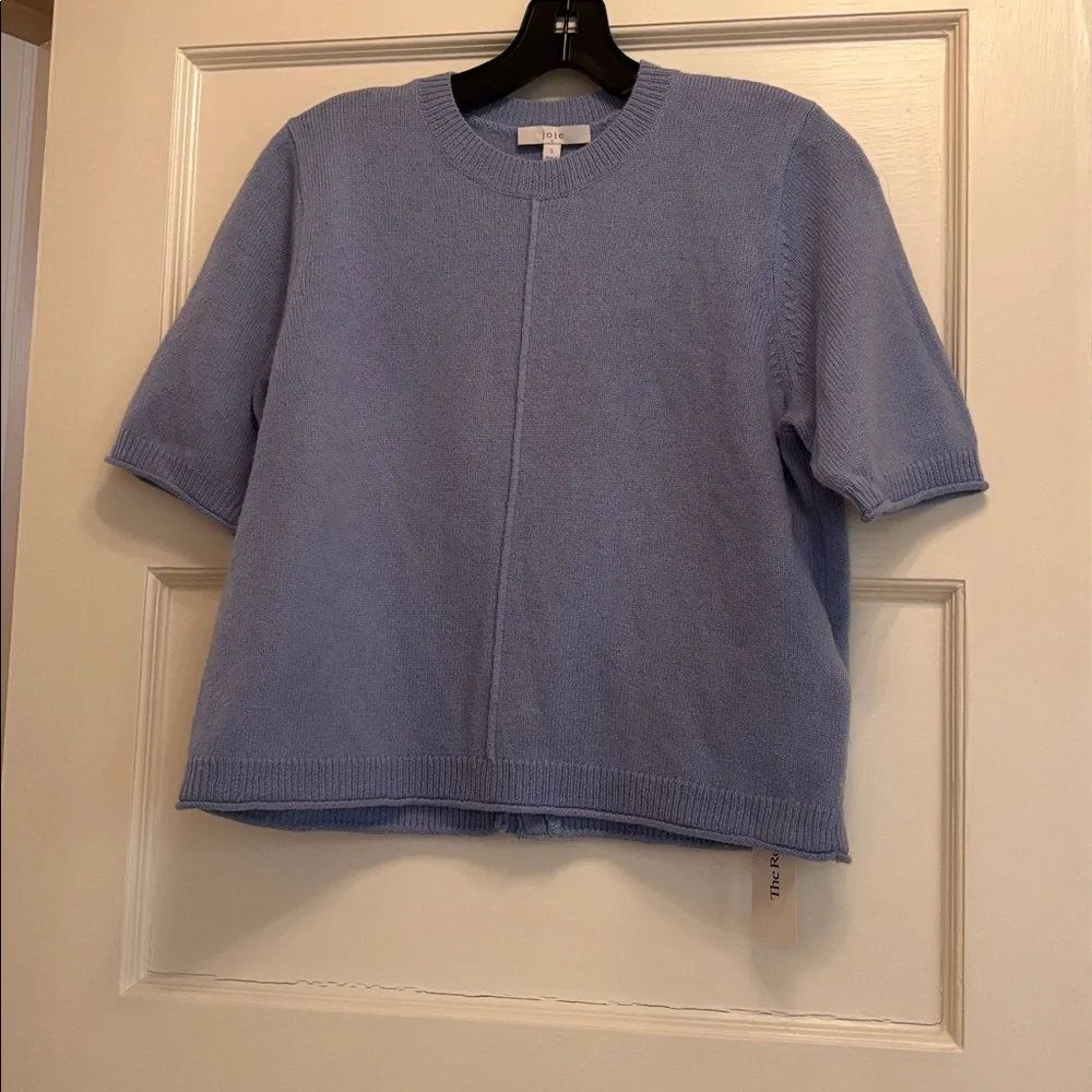 JOIE Short Sleeve Wool and Cashmere Blend Sweater In Light Blue‎